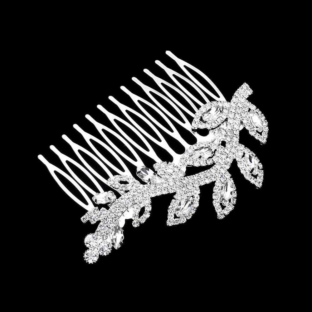 iLLASPARKZ Rhinestone Leaf Hair Comb