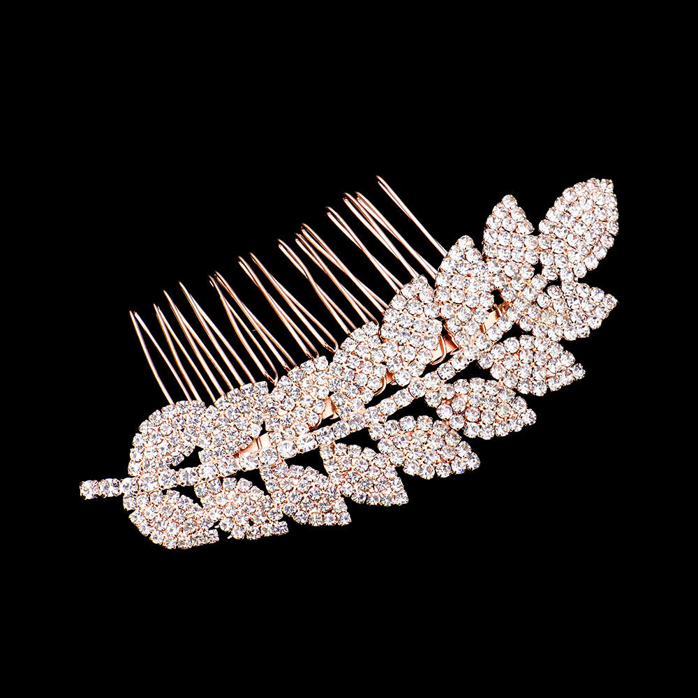 iLLASPARKZ Rhinestone Leaf Hair Comb