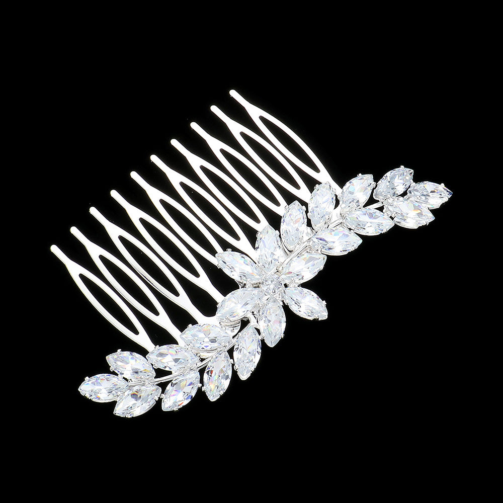 iLLASPARKZ CZ Marquise Stone Cluster Flower Hair Comb