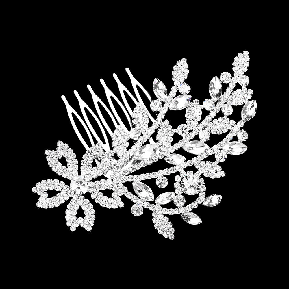 iLLASPARKZ Marquise Stone Pointed Flower Hair Comb