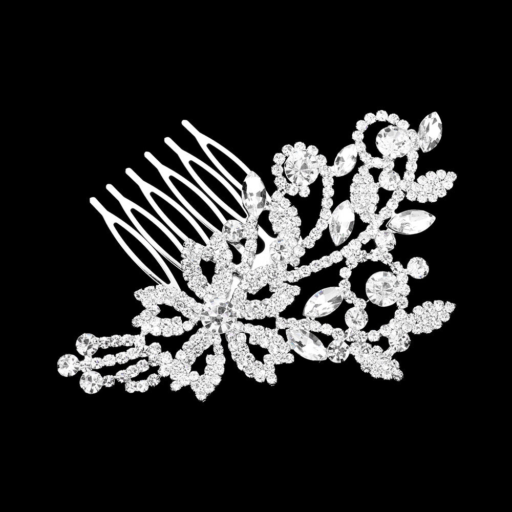 iLLASPARKZ Marquise Stone Pointed Flower Hair Comb