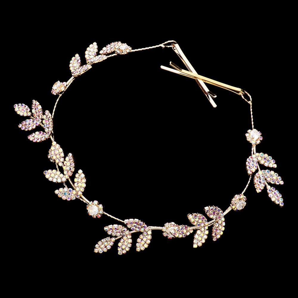 iLLASPARKZ CZ Stone Paved Cluster Leaf Vine Wrap Headpiece