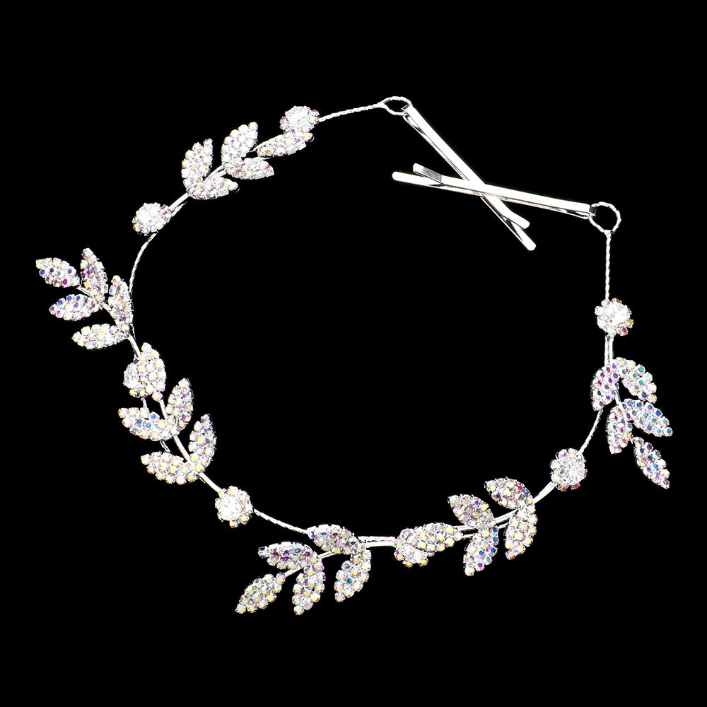 iLLASPARKZ CZ Stone Paved Cluster Leaf Vine Wrap Headpiece