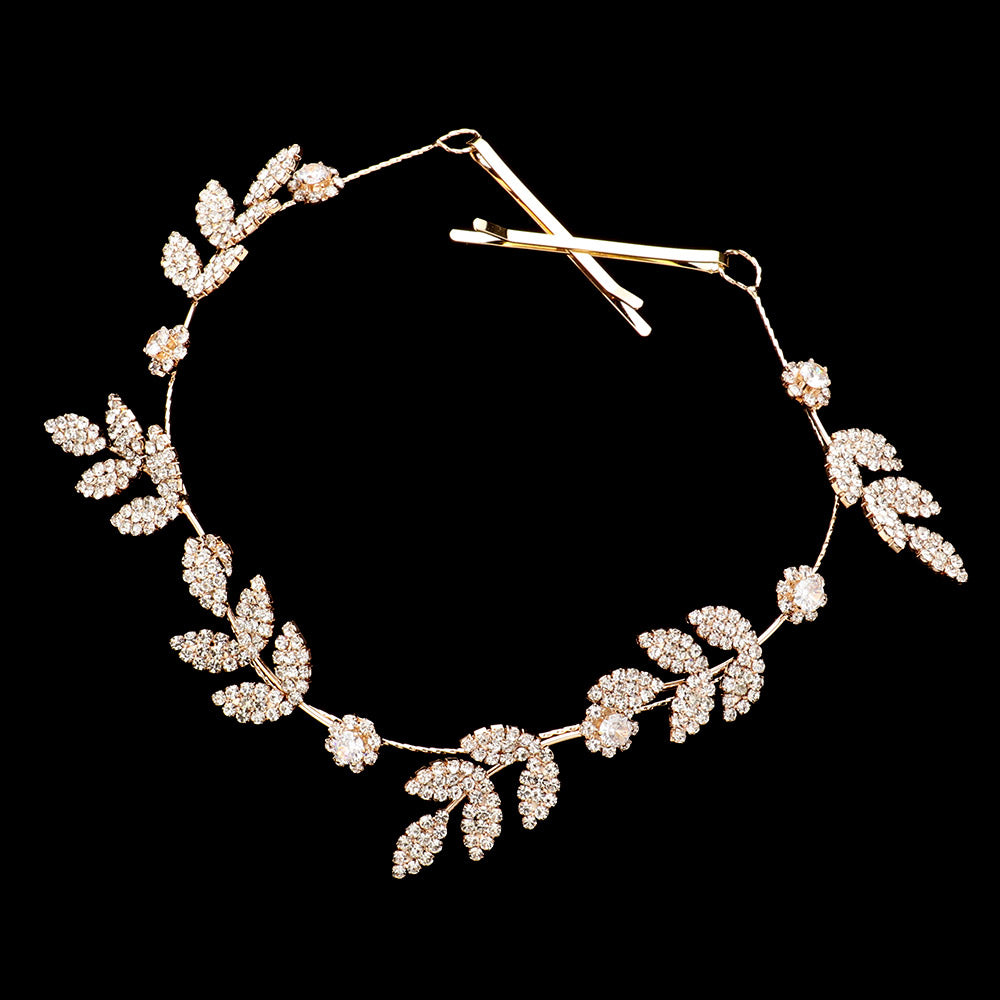 iLLASPARKZ CZ Stone Paved Cluster Leaf Vine Wrap Headpiece