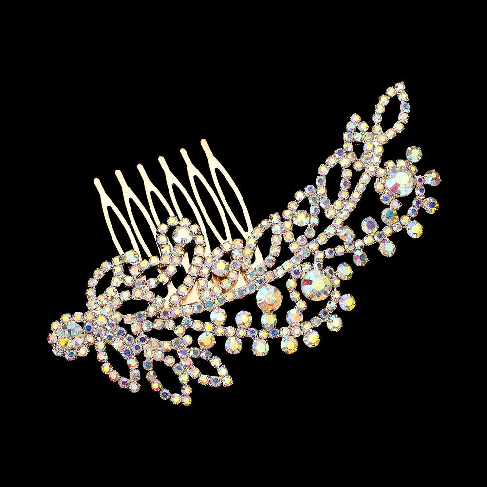 iLLASPARKZ Round Stone Cluster Embellished Rhinestone Paved Hair Comb