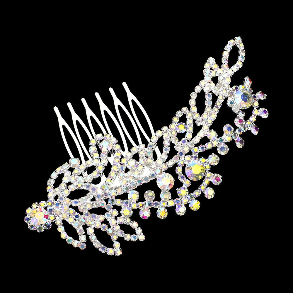 iLLASPARKZ Round Stone Cluster Embellished Rhinestone Paved Hair Comb