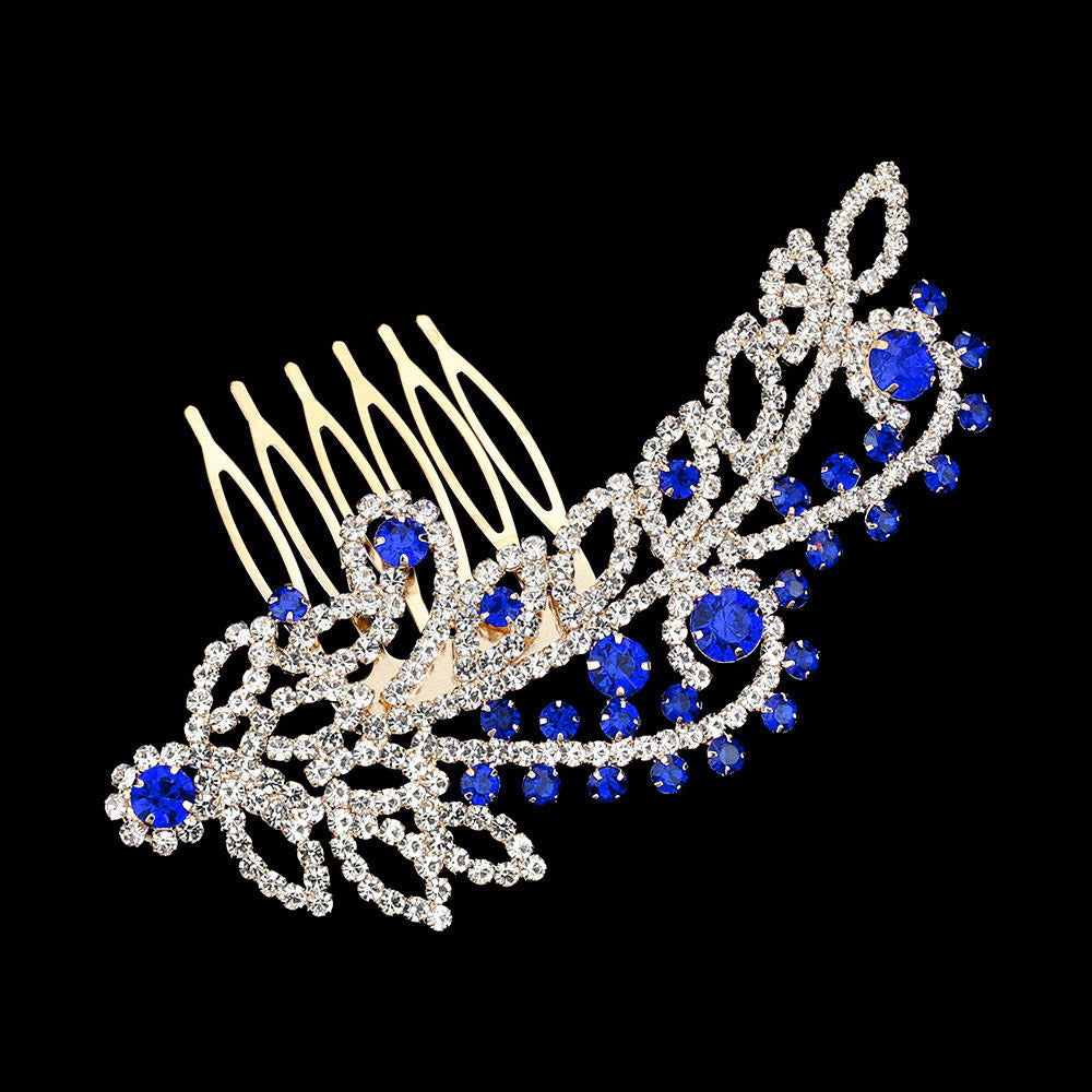 iLLASPARKZ Round Stone Cluster Embellished Rhinestone Paved Hair Comb