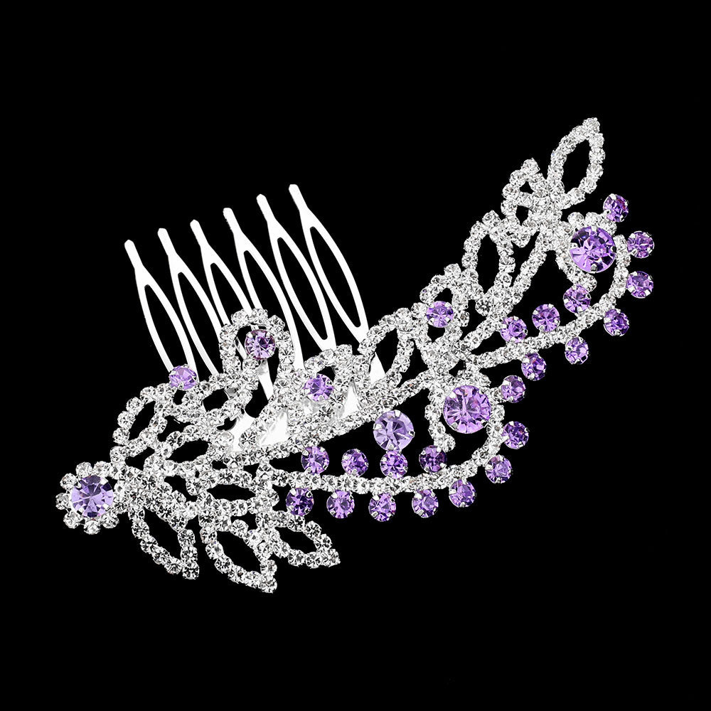 iLLASPARKZ Round Stone Cluster Embellished Rhinestone Paved Hair Comb