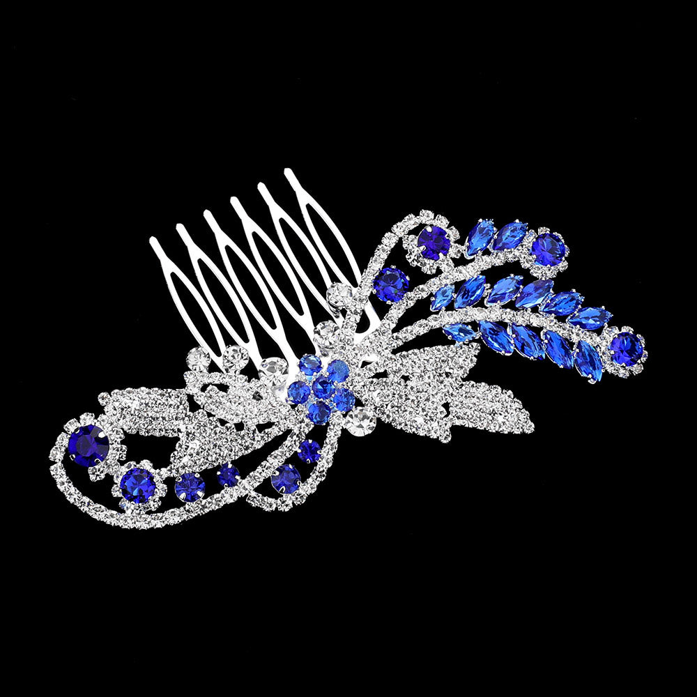 iLLASPARKZ CZ Stone Embellished Flower Leaf Accented Hair Comb