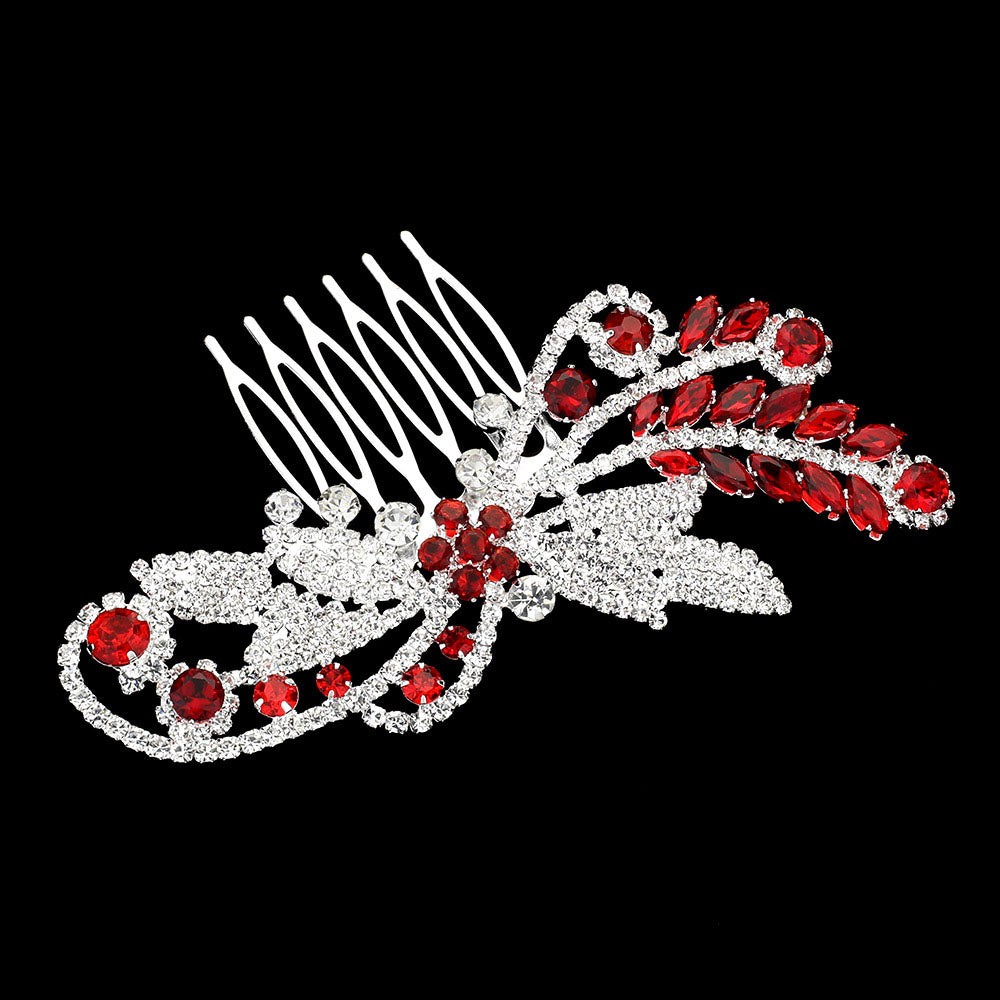 iLLASPARKZ CZ Stone Embellished Flower Leaf Accented Hair Comb