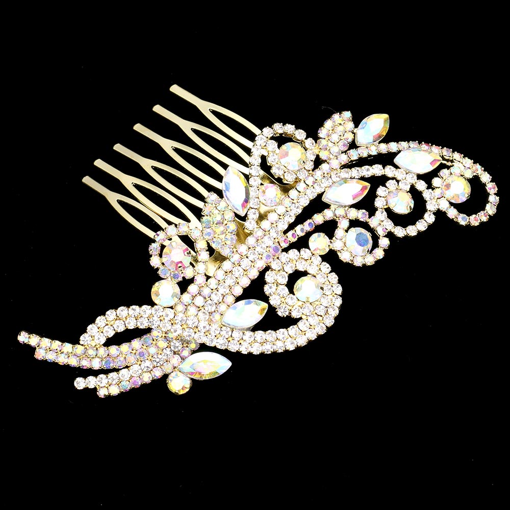 iLLASPARKZ Marquise Stone Sprout Rhinestone Hair Comb