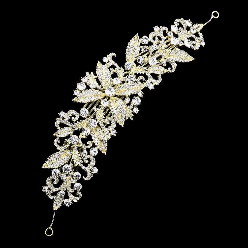 iLLASPARKZ Stone Embellished Leaf Cluster Hair Comb