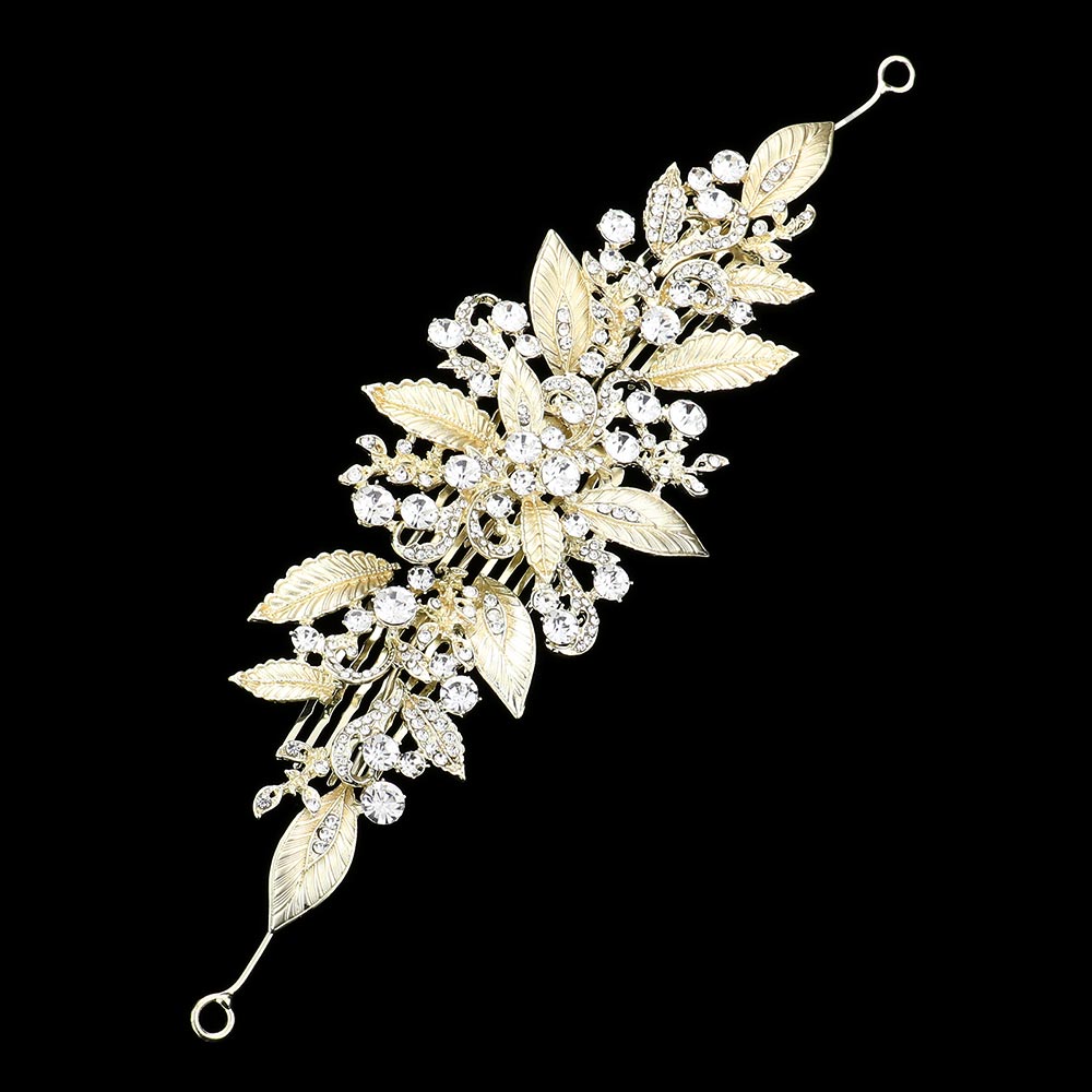 iLLASPARKZ Stone Embellished Leaf Cluster Hair Comb