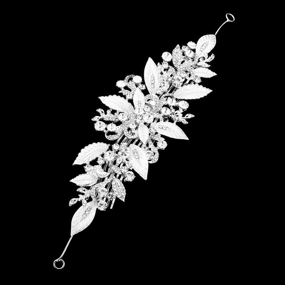 iLLASPARKZ Stone Embellished Leaf Cluster Hair Comb