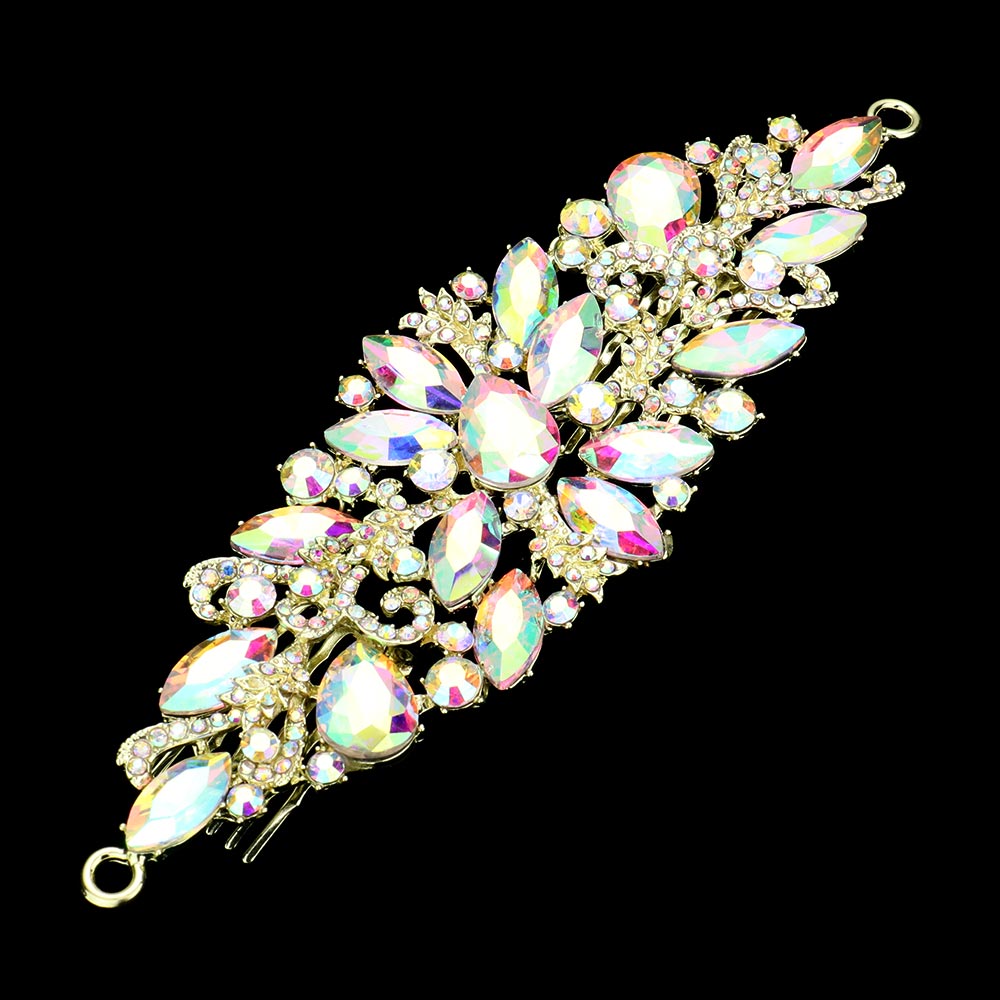 iLLASPARKZ Teardrop Marquise Stone Cluster Hair Comb