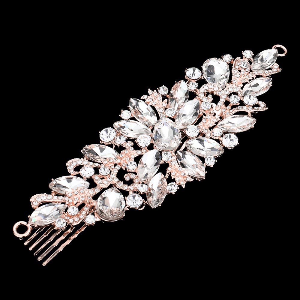 iLLASPARKZ Teardrop Marquise Stone Cluster Hair Comb