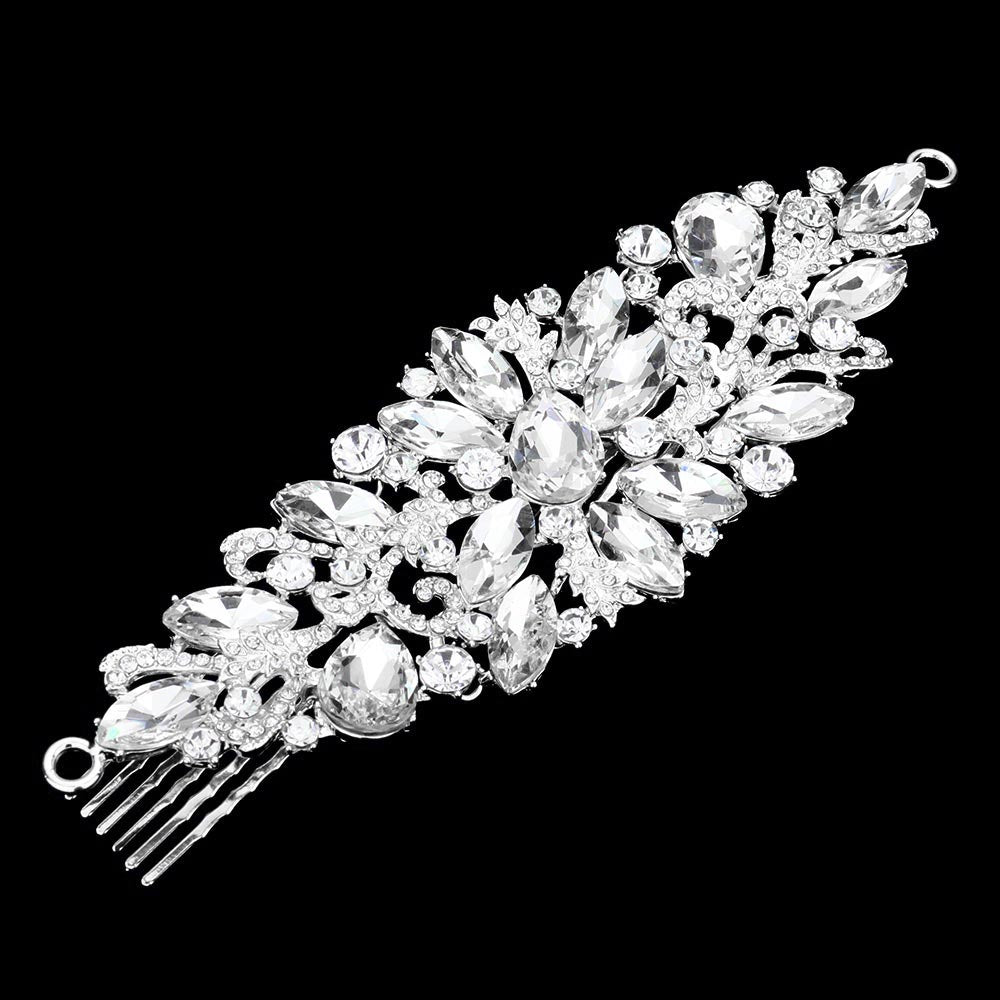 iLLASPARKZ Teardrop Marquise Stone Cluster Hair Comb