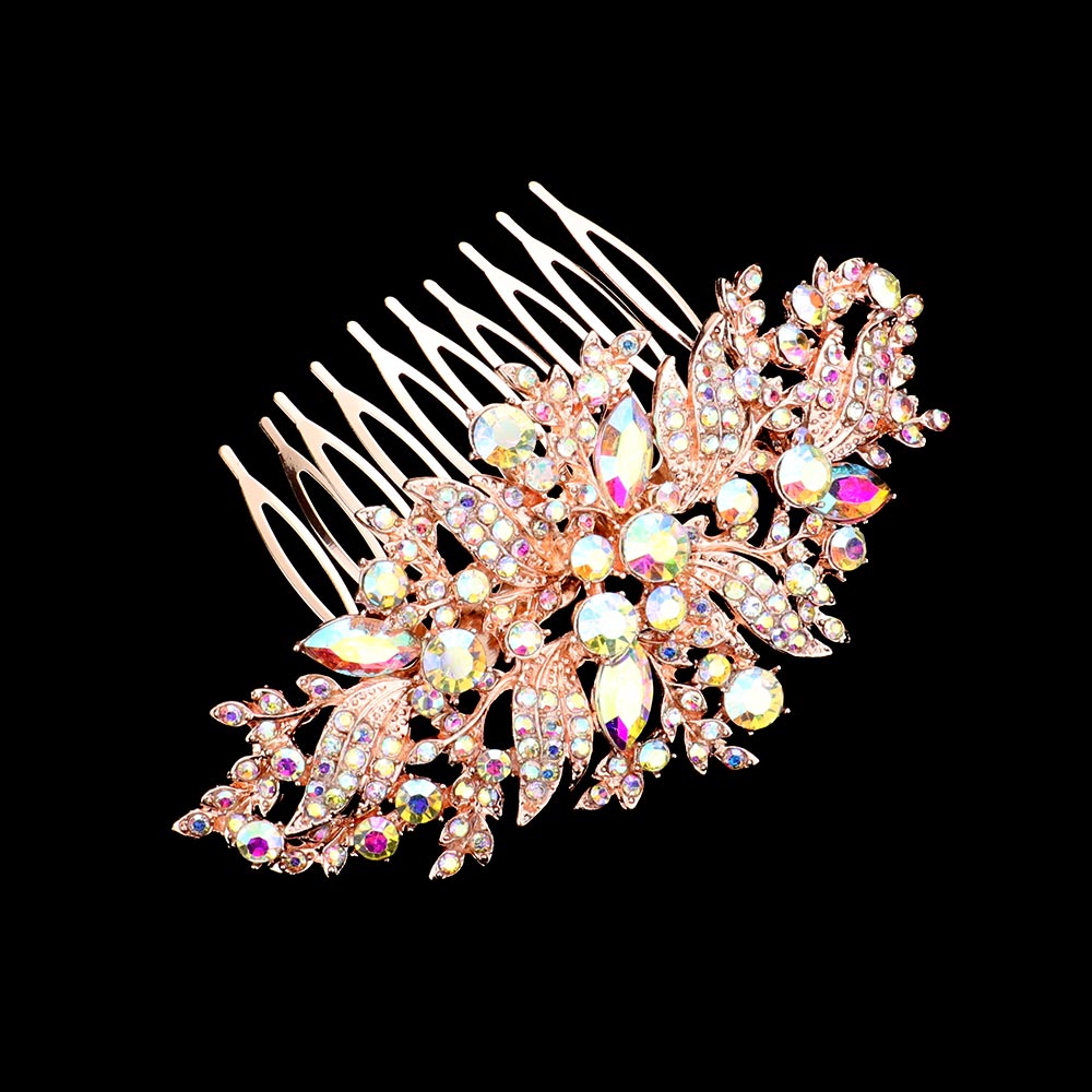 iLLASPARKZ Round Marquise Stone Accented Hair Comb