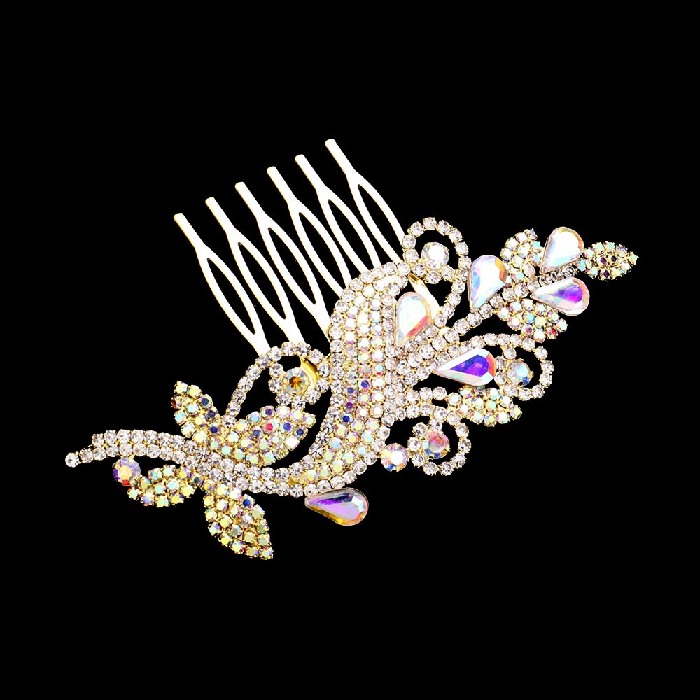 iLLASPARKZ Teardrop Stone Accented Flower Hair Comb