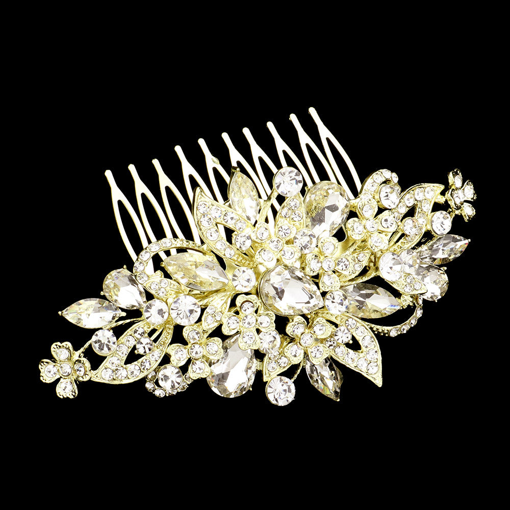 iLLASPARKZ Stone Cluster Flower Hair Comb