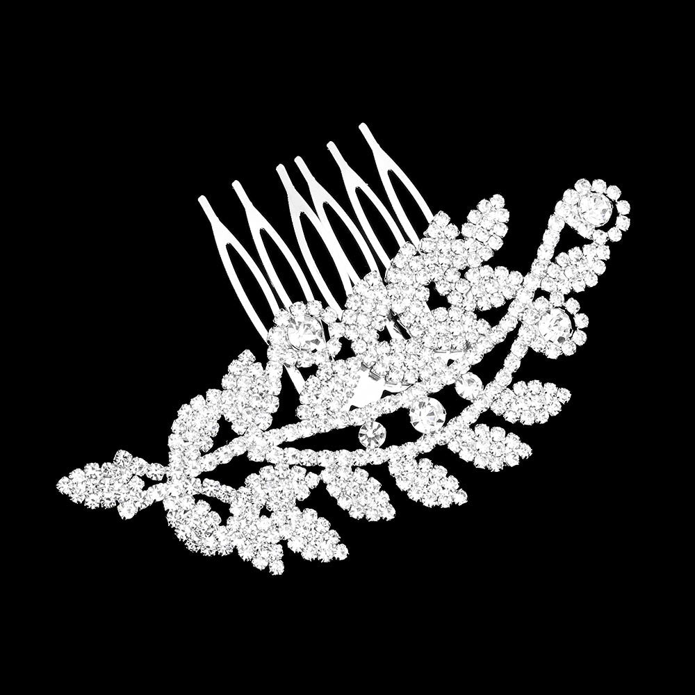 iLLASPARKZ Rhinestone Leaf Hair Comb