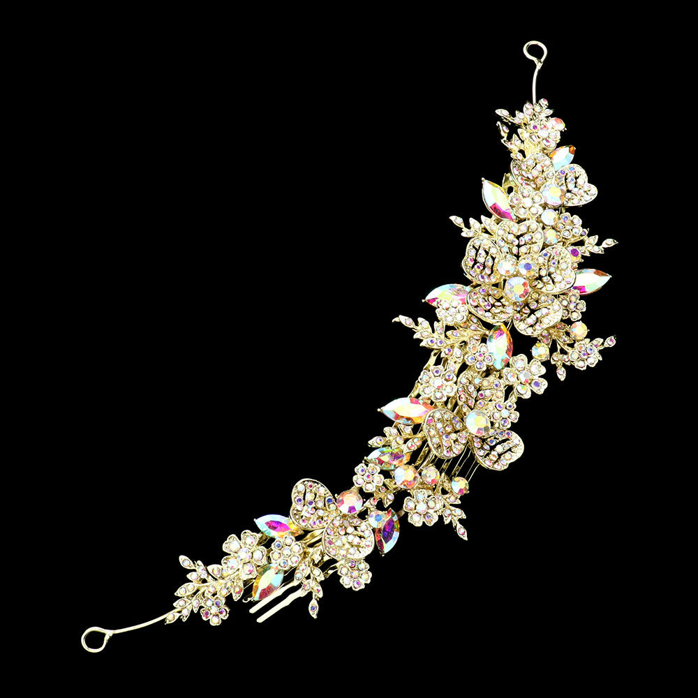 iLLASPARKZ Stone Embellished Flower Leaf Cluster Vine Wrap Headpiece