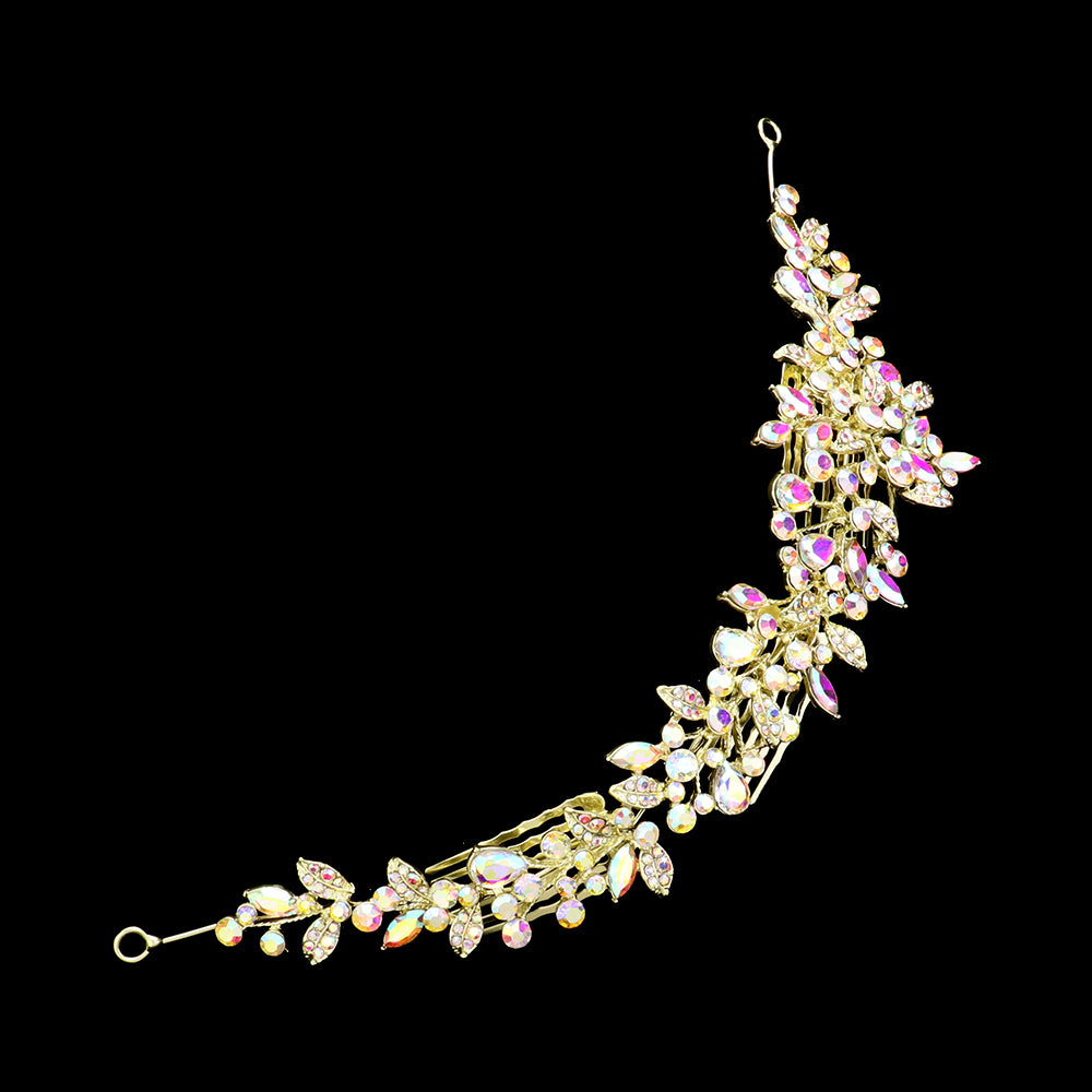 iLLASPARKZ Stone Embellished Leaf Cluster Vine Wrap Headpiece