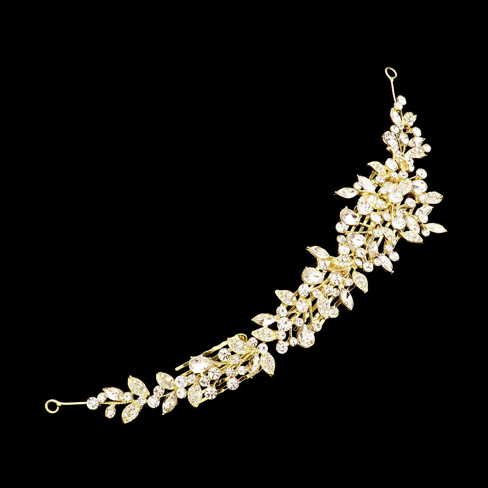 iLLASPARKZ Stone Embellished Leaf Cluster Vine Wrap Headpiece