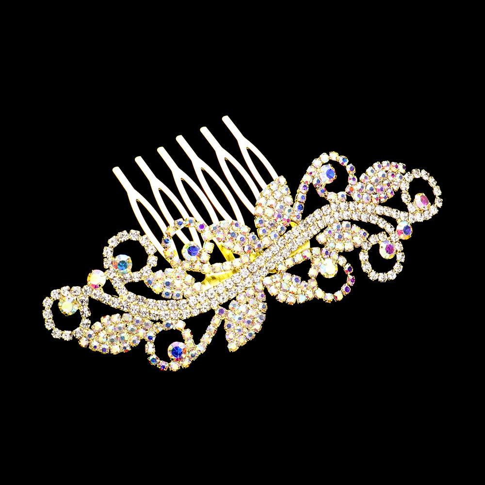 iLLASPARKZ Rhinestone Paved Leaf Cluster Hair Comb