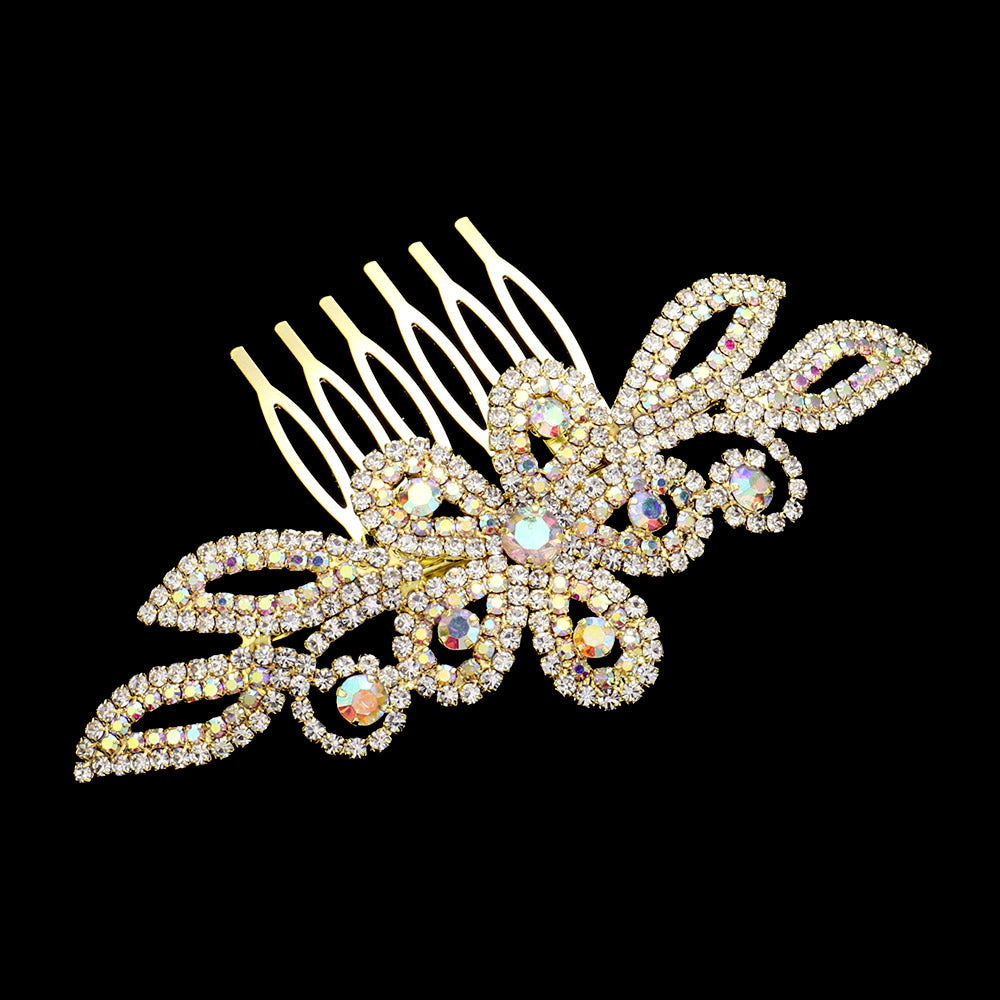 iLLASPARKZ Rhinestone Paved Flower Pointed Hair Comb