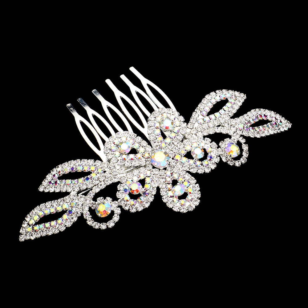 iLLASPARKZ Rhinestone Paved Flower Pointed Hair Comb