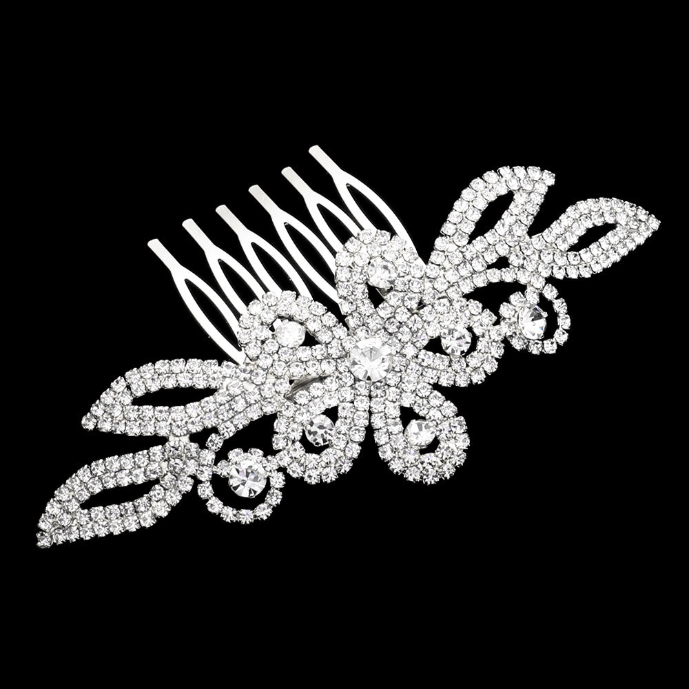 iLLASPARKZ Rhinestone Paved Flower Pointed Hair Comb