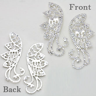 iLLASPARKZ Crystal Leaf Angel Hair Comb Stick Pair