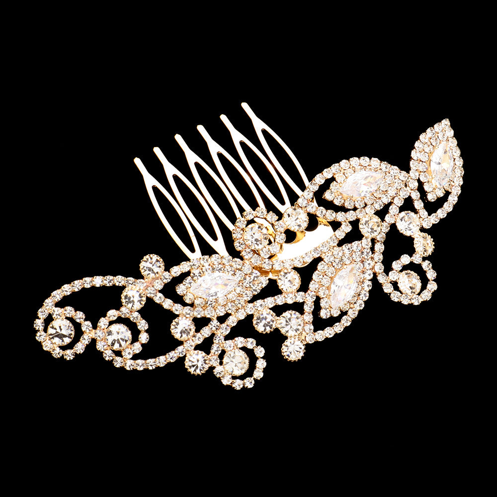 iLLASPARKZ CZ Marquise Stone Accented Hair Comb