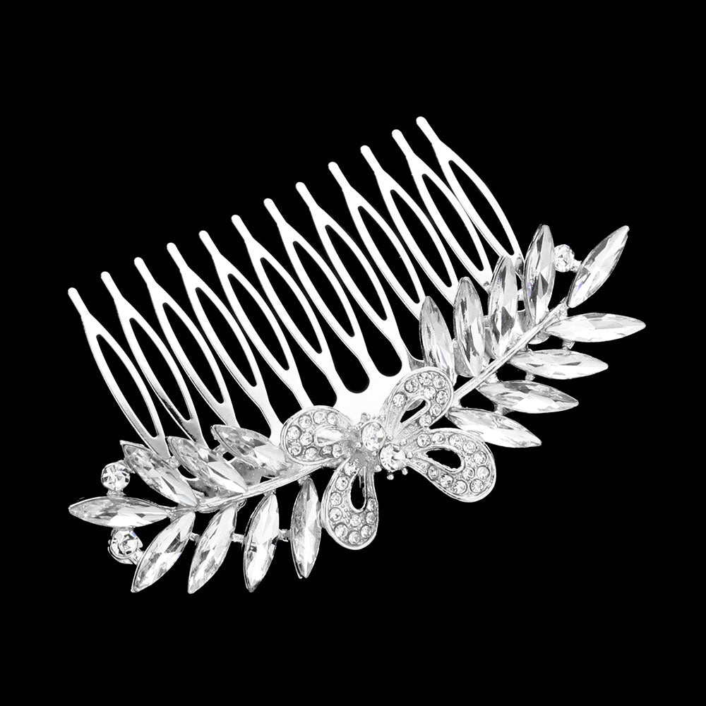 iLLASPARKZ Butterfly Accented Marquise Stone Cluster Hair Comb