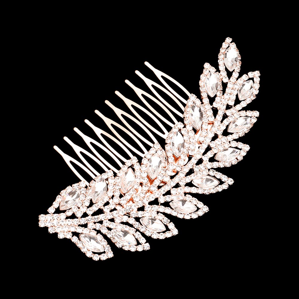 iLLASPARKZ Teardrop Stone Accented Leaf Hair Comb