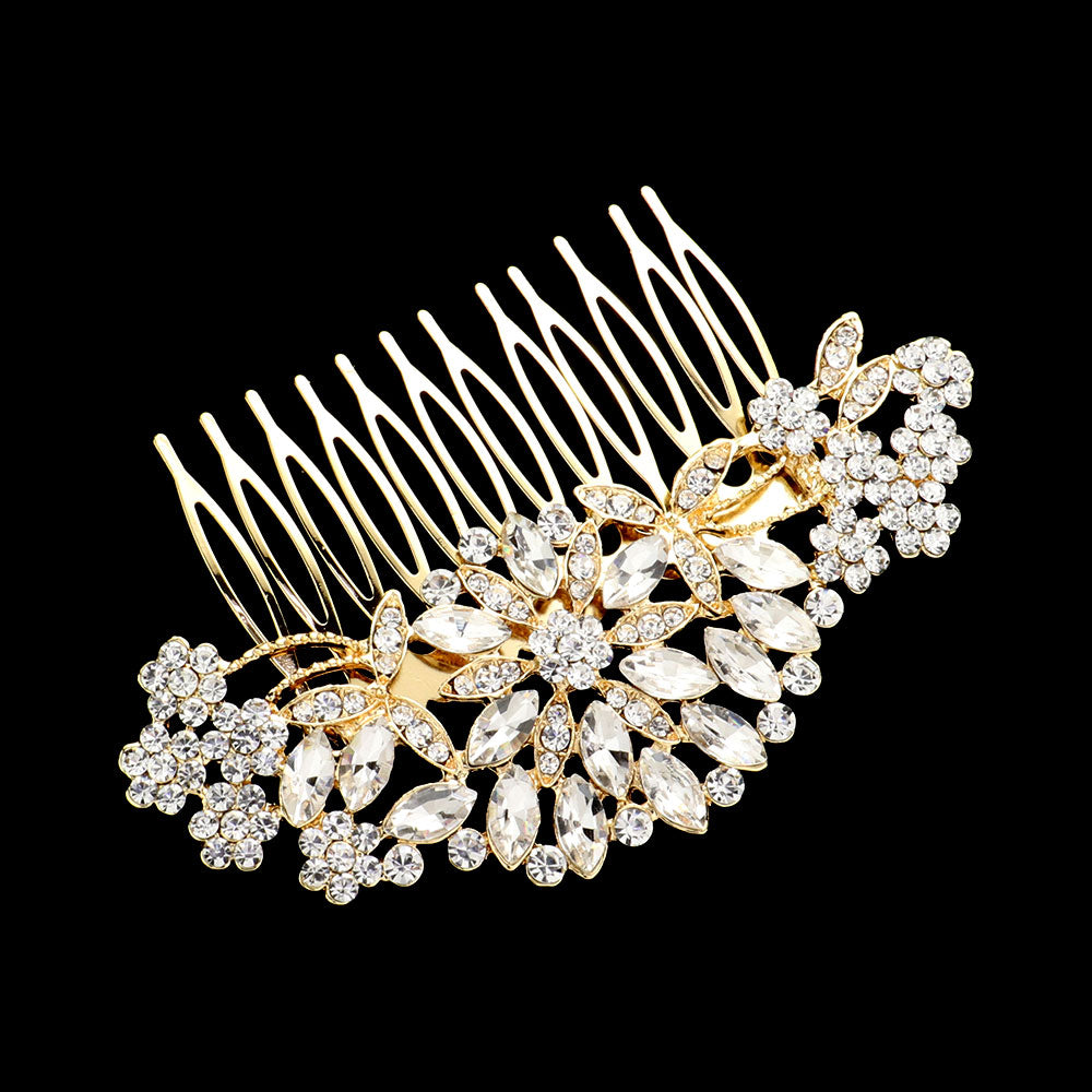 iLLASPARKZ Marquise Stone Cluster Flower Hair Comb