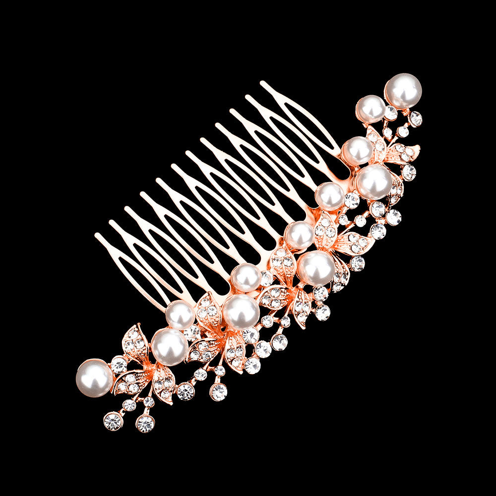 iLLASPARKZ Pearl Accented Leaf Cluster Hair Comb