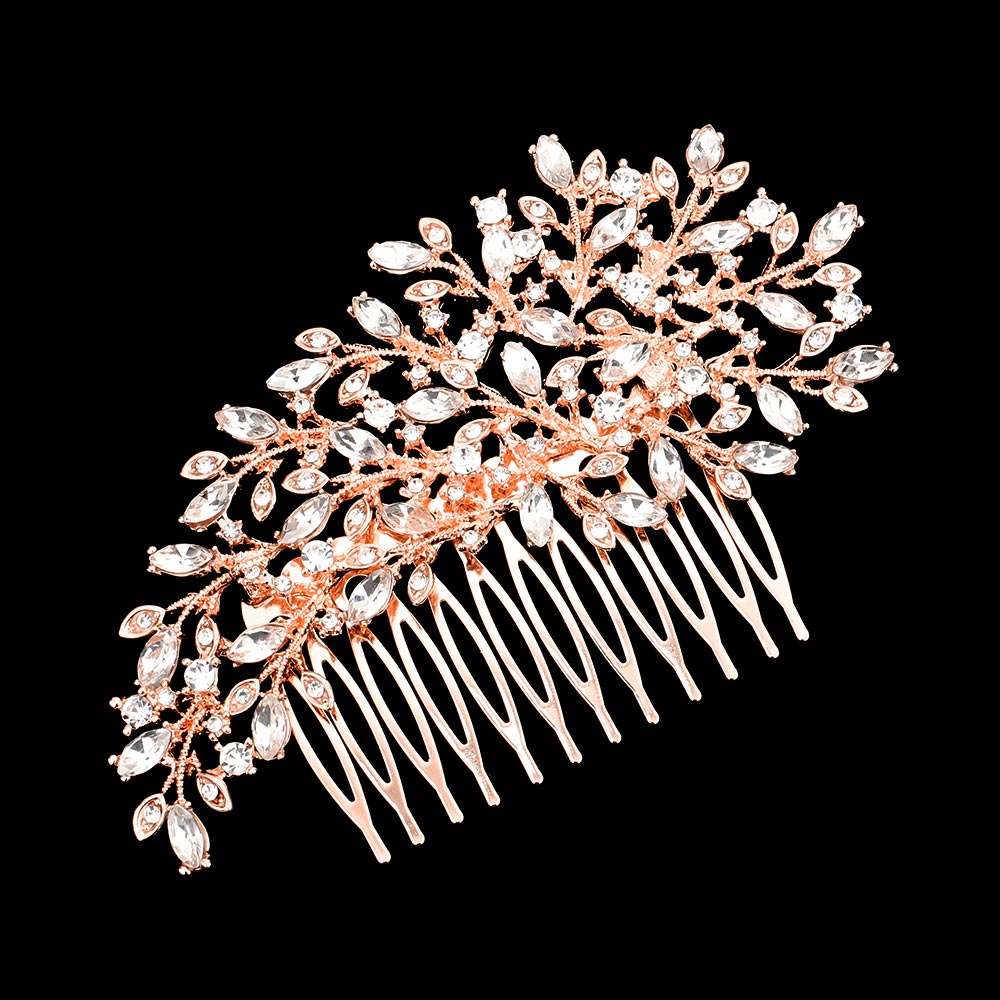 iLLASPARKZ Stone Embellished Leaf Cluster Hair Comb