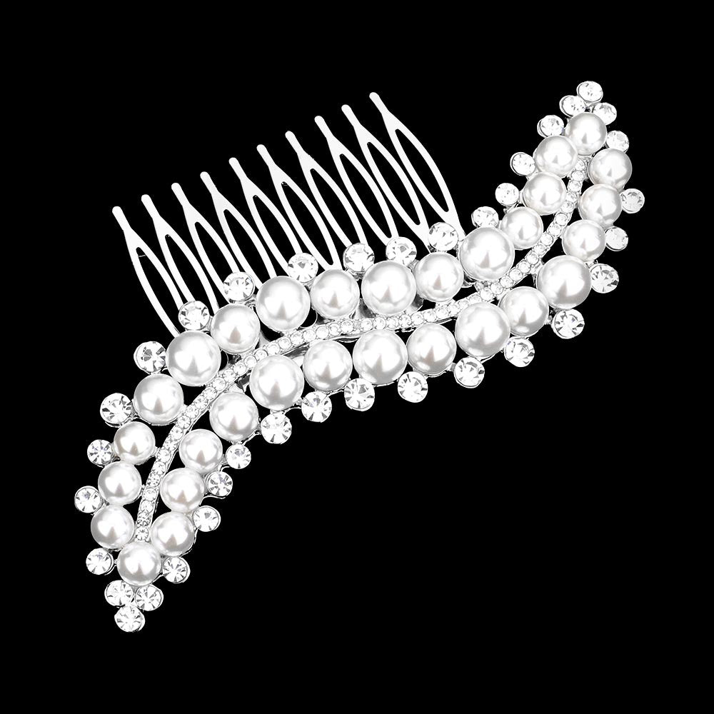 iLLASPARKZ Pearl Stone Embellished Wavy Hair Comb