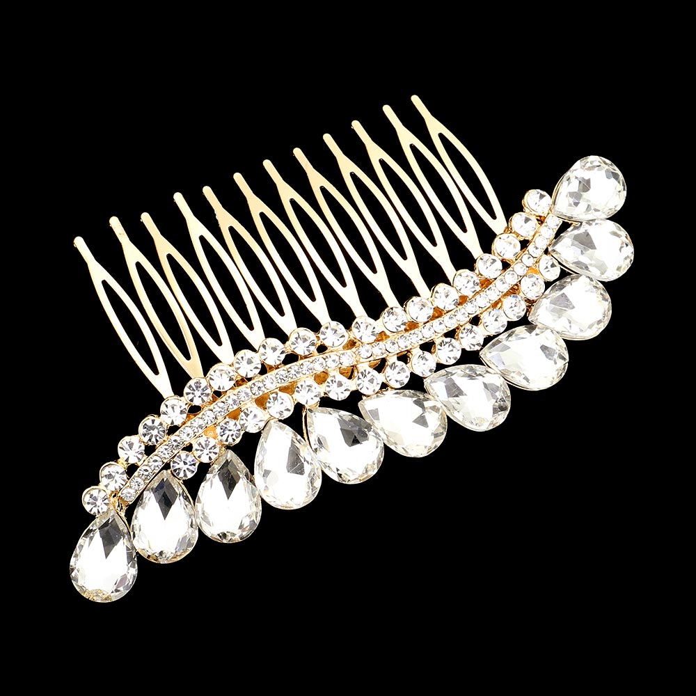 iLLASPARKZ Teardrop Stone Accented Wavy Hair Comb