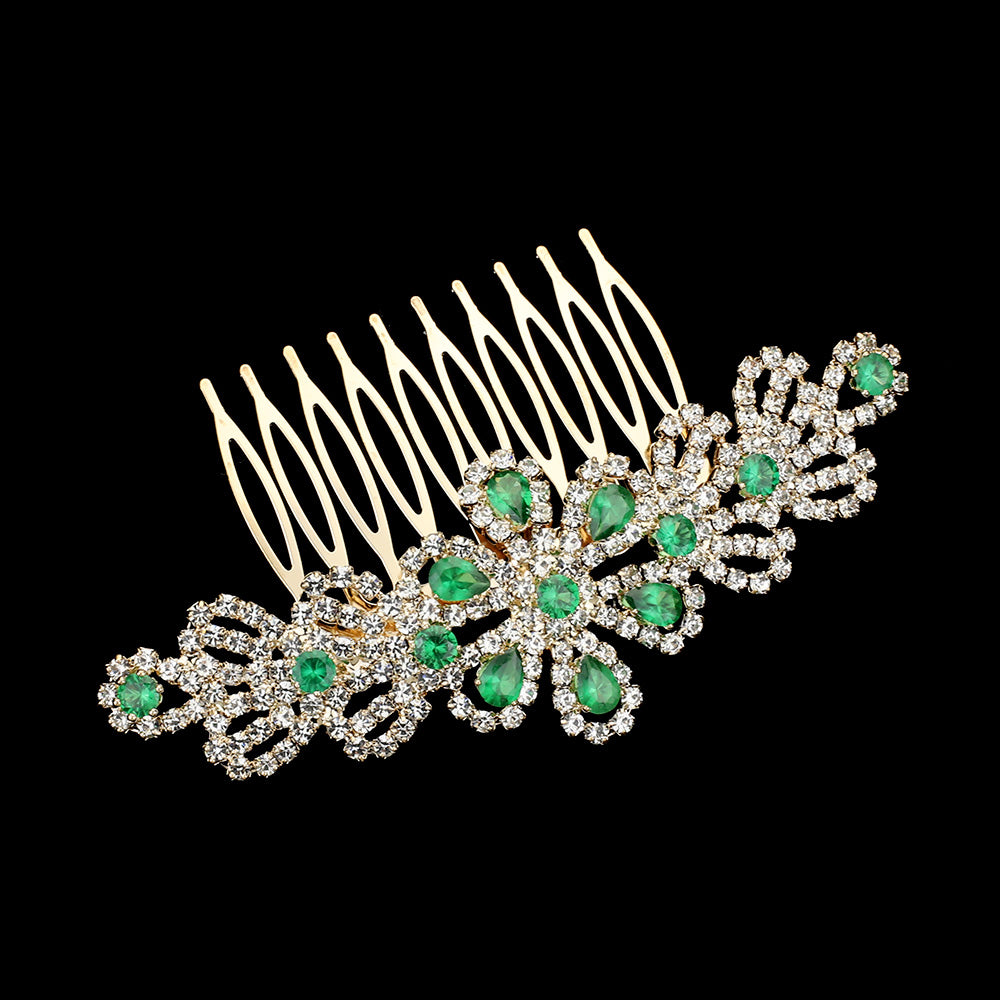 iLLASPARKZ CZ Teardrop Stone Accented Flower Hair Comb