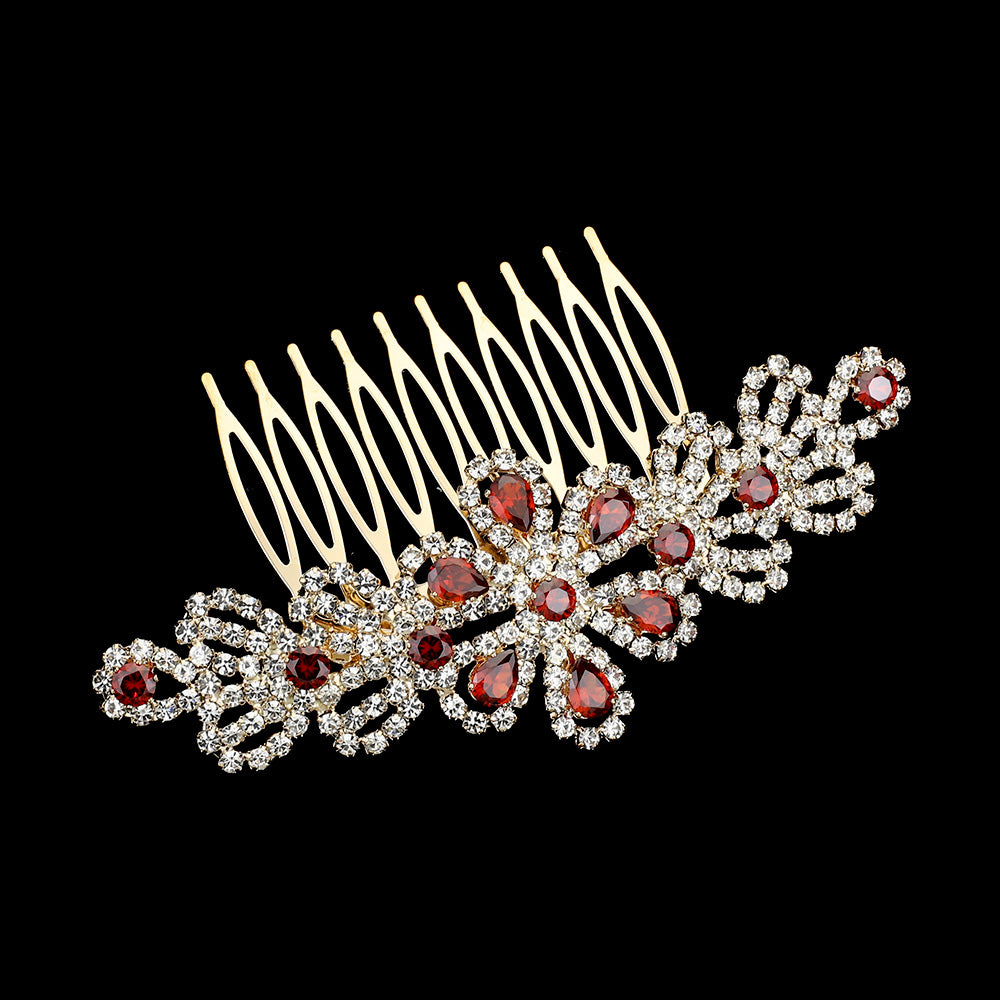 iLLASPARKZ CZ Teardrop Stone Accented Flower Hair Comb