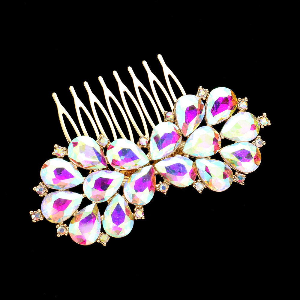 iLLASPARKZ Teardrop Stone Cluster Bow Hair Comb