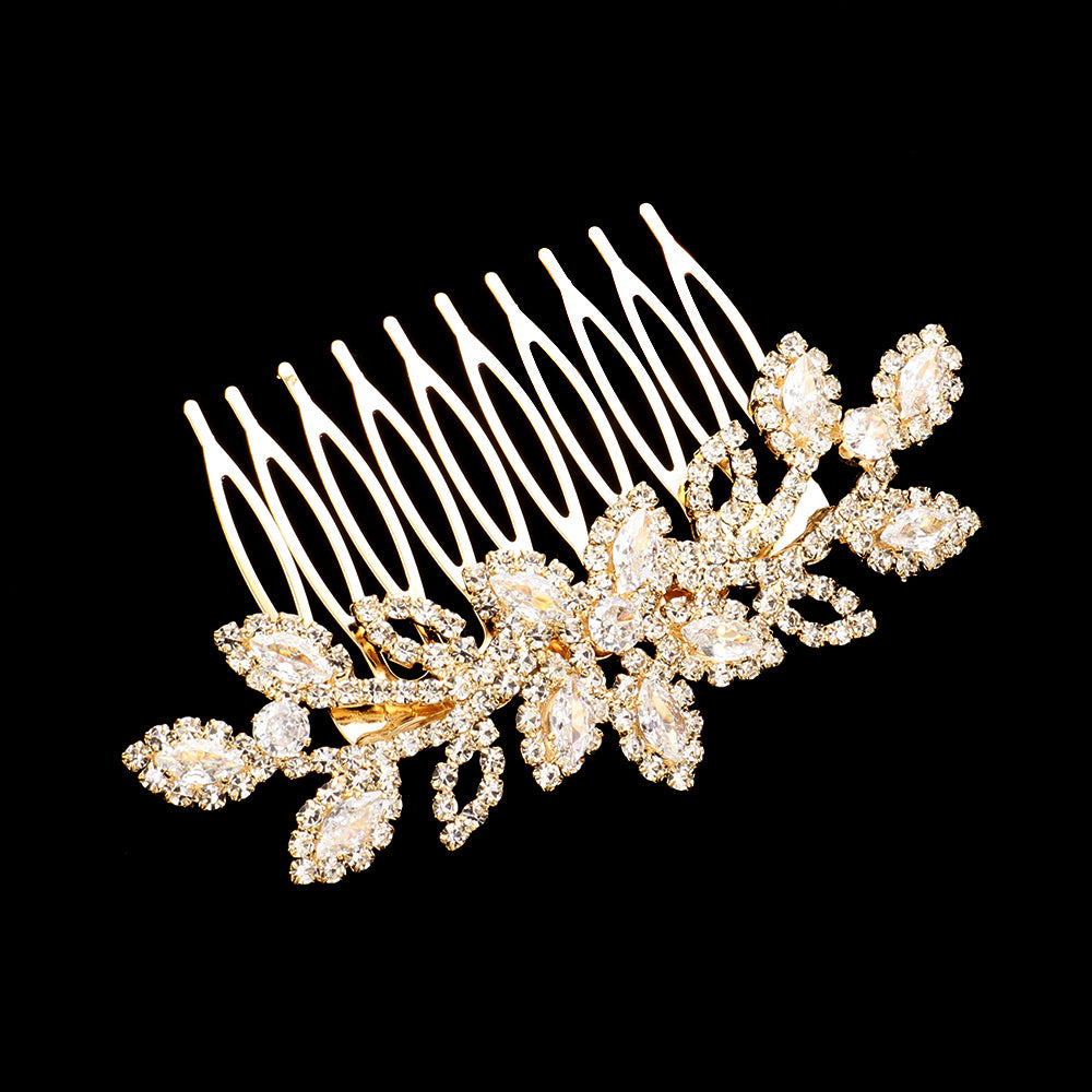 iLLASPARKZ CZ Marquise Stone Accented Flower Hair Comb