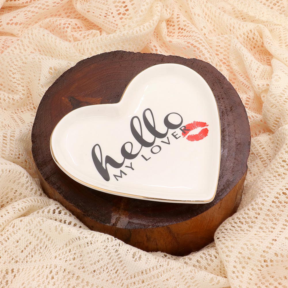 iLLASPARKZ Hello My Lover Message Lips Mark Heart Jewelry Dish