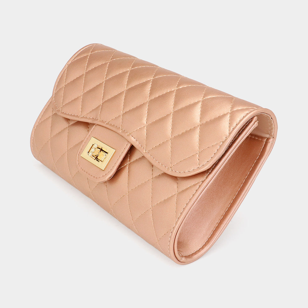 iLLASPARKZ Quilted Flap Evening Clutch Bag / Crossbody Bag