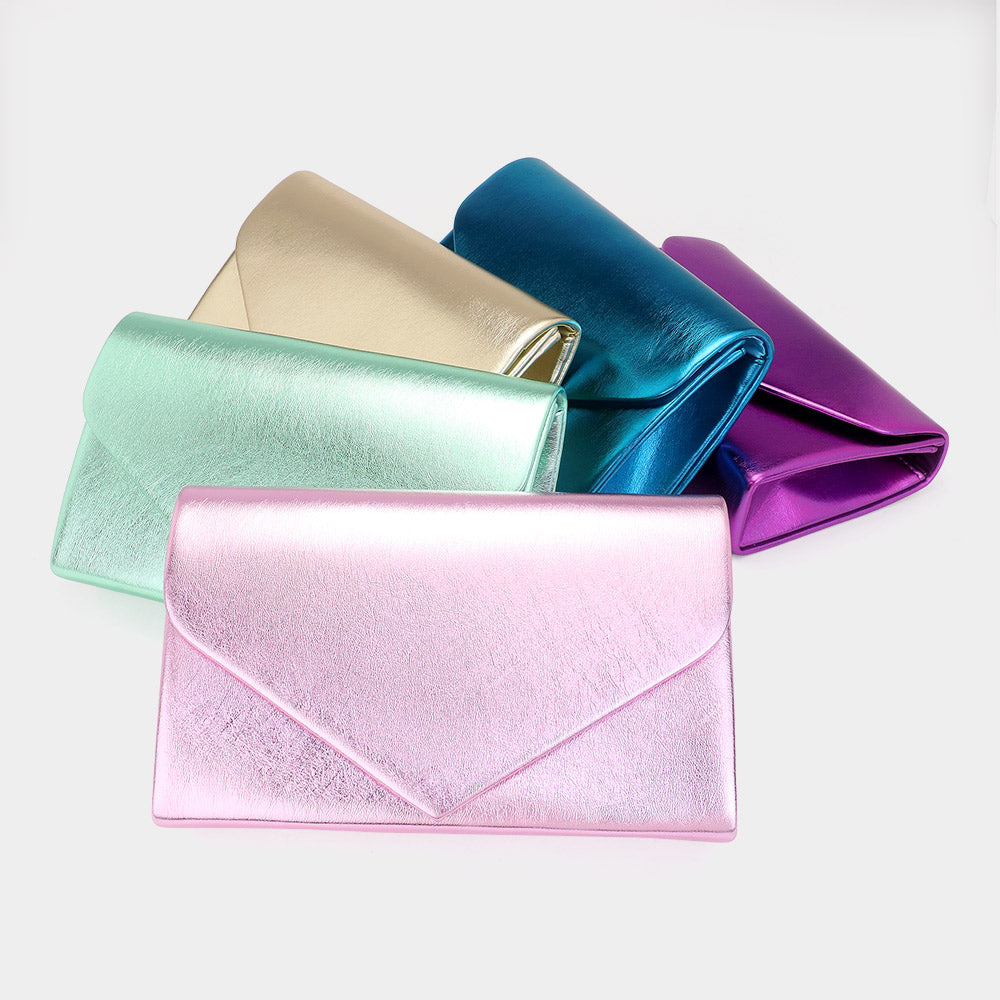 iLLASPARKZ Metallic Envelope Evening Clutch Bag / Crossbody Bag