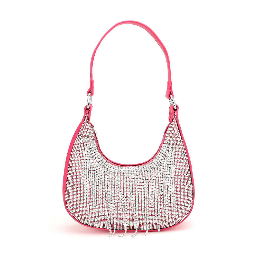 iLLASPARKZ Rhinestone Fringe Evening Shoulder / Crossbody Bag