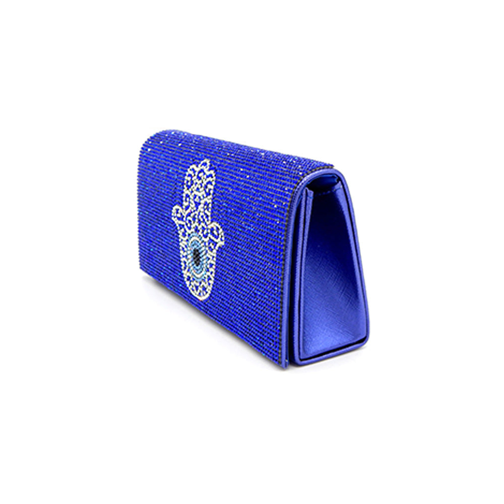 iLLASPARKZ Bling Evil Eye Centered Hamsa Hand Evening Clutch / Crossbody Bag